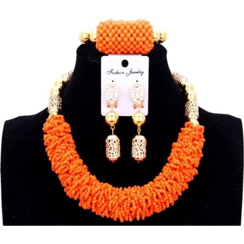 Dudo Jewelry Dubai Gold Jewelry Sets For Women Nigerian Necklaces Set Orange One Layer 3 pics Bridal Jewelry Sets Ladies Gift