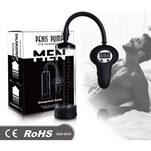 Electric Peni-s Pump Penes Extender Enlargement Device with LCD Display Men Dick Erection Assisting Vacuum Cup Lasting Trainer
