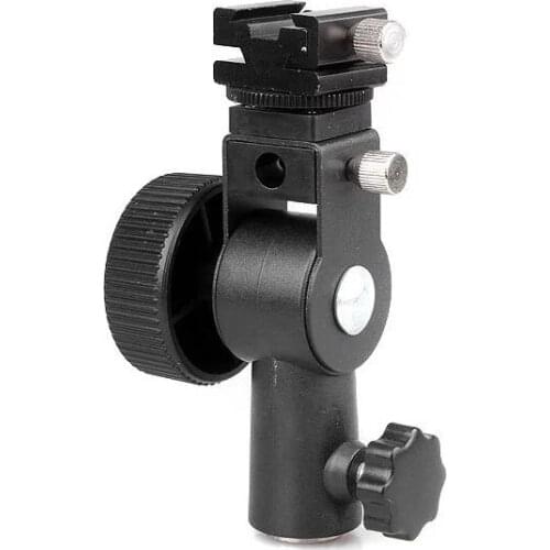Flash Hot Shoe Umbrella Holder Swivel 1/4"Screw Bracket Mount Light Stand Type D for DSLR