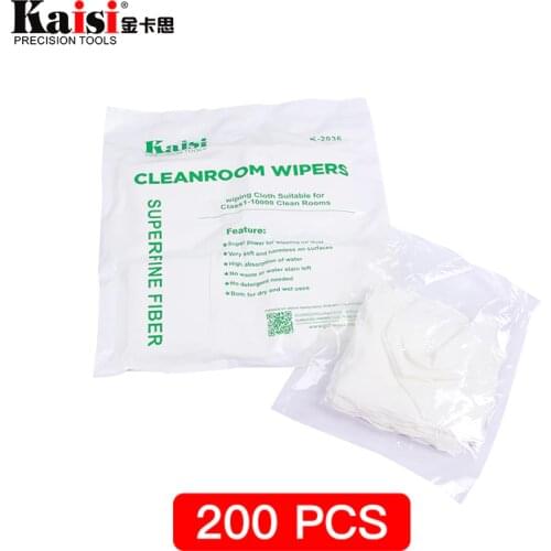 Kaisi 200Pcs/Bag Soft Cleanroom wiper cleaning Non Dust Cloth Dust Free Paper Clean LCD Repair Tool for Class1-10000 Clean Rooms