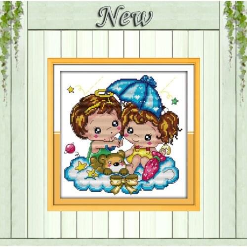 Feelings In The Rain lovers painting counted printed on canvas DMC 14CT 11CT chinese Cross Stitch Needlework Set Embroidery kits