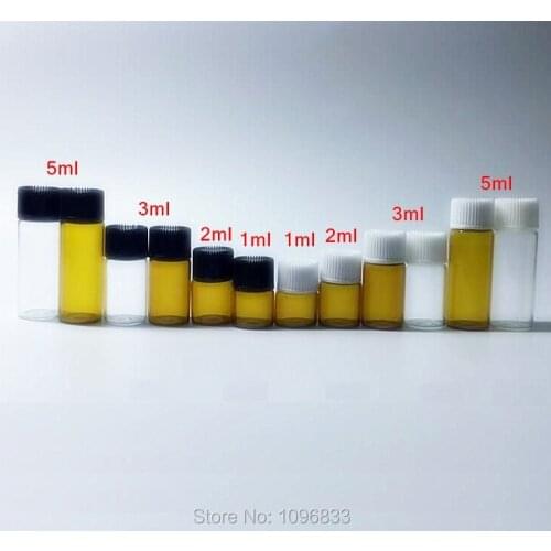 3CC 3ML Brown Vial with Inner Sealing Plug, Amber Penicillin Glass Bottles, Essence Oil Packaging Bottle, 100pcs/Lot