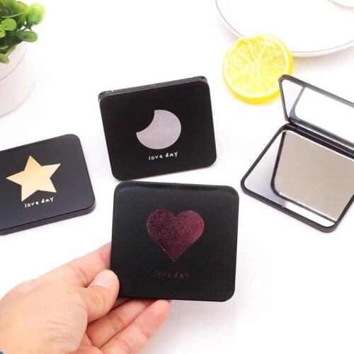 CSHOU57 Mini Square Makeup Mirror Portable Hand Mirror Double-sided Makeup Vanity Mirror Foldable Compact Mirror Pocket Cosmetic