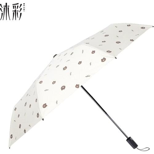 Small umbrellas womens sunny and rainy folding black plastic umbrellas sunscreen UV Three-fold Umbr SF08