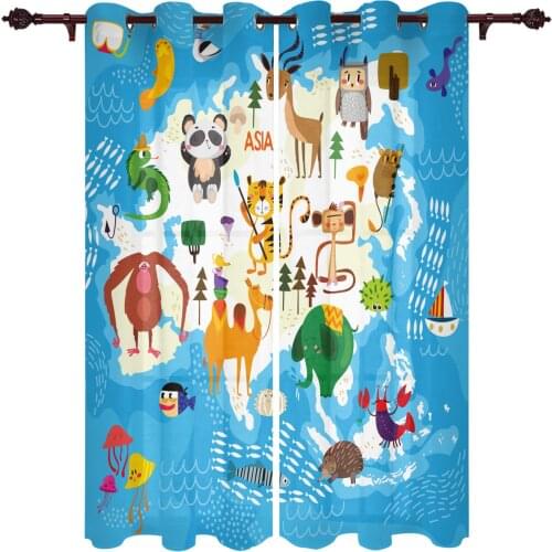 Island Animal Cartoon Cute Valance Curtains For Living Room Study Youth Bedroom Kitchen Outdoor Windows Custom Cotton Linen