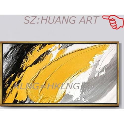 Minimalistic Black and Yellow Abstract Oil Painting on Canvas Posters and Prints Wall Art Pictures for Living Room Nordic Decor
