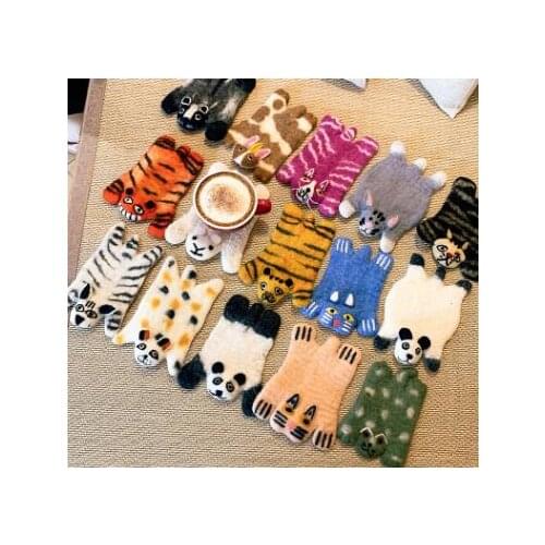 Cartoon Style Cute Animal Wool Felt Coaster Desktop Decoration Placemat Heating Pad Christmas Gift Kitchen Table