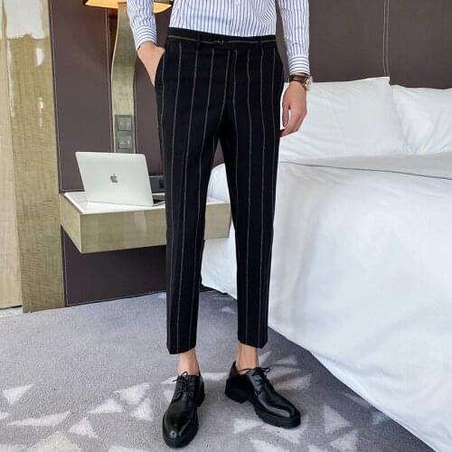 Mens striped summer trousers, casual street wear for office and social activities
