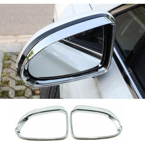 2pcs For hyundai santa fe 2019 ABS Chrome Rearview Side Mirror Rain Eyebrow Cover Trim Car Styling Accessories