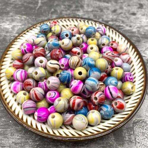 New 6mm-12mm Round Shape Beads Jewelry Making Acrylic Beads Multicolor Loose Bead Jewelry DIY Accessory