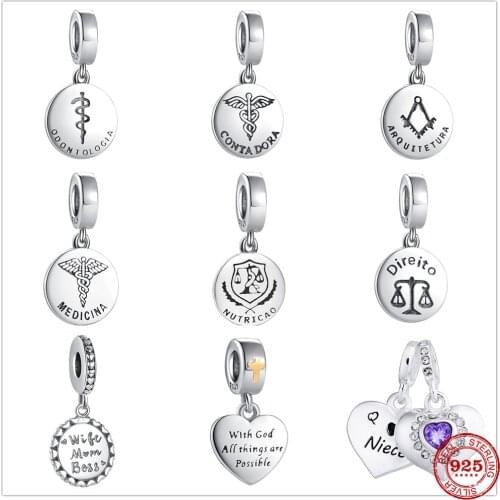 New Original Silver Heart Constellation Cross Charm Beads fit Pandora charms silver 925 bead Bracelet for women DIY Jewelry Gift