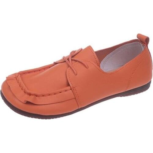 New womens single shoes fashion round head shallow mouth lace soft bottom non-slip wear-resistant lightweight casual shoes