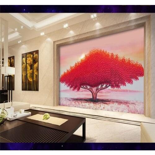 Custom 3d wallpaper hand-painted oil painting stereo wish tree background mural quality waterproof material