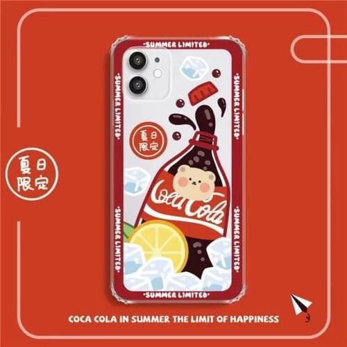 Ins Popular Cola Tide Brand Phone Case For iphone 12 Mini 11 X XS Max XR 7 8 6 6s Plus Milk Tea Ins Soft Phone Back TPU Cover