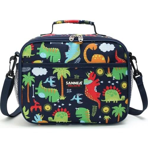 Portable Thermal Insulated Bag Travel Cartoon Dinosaur Print Lunch Tote for Children Adults