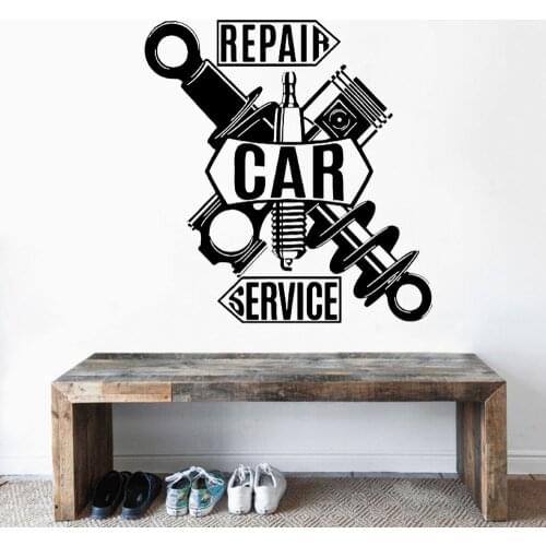 Repair Car Service Mural Silhouette Wall Sticker Decal Auto Car Service Garage Decoration A001900