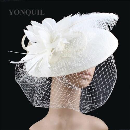 Ladies Fascinator Hats For Women Wedding Veil Bridal Headwear Chapeau Hat For Cocktail Party Hats Floral Feather Dress Fedoras