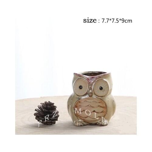 Silicone Mold 3d Little Owl Handsome Shape Flower Pots Cute Animals Molds Cement Clay Mould Silica Gel Silicone Rubber PRZY 001