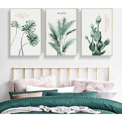 Nordic Poster Green Plant Leaf Canvas Art Print Cactus Wall Painting Decoration Pictures for living Room Scandinavian Home Decor