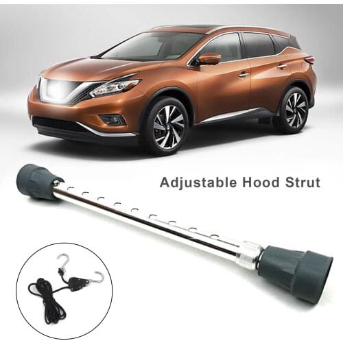 Car Front Bonnet Hood Support Strut With Telescopic Rope 15-24 Inch Adjustable Hood Strut Car Dent Repair Tool Gas Hood Support