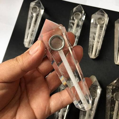 Super Grade! Handmade clear quartz gemstone tobacco pipe for healthy