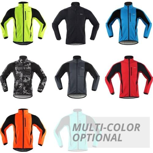 ARSUXEO Cortavientos Ciclismo Thermal Fleece Cycling Jacket Bicycle MTB Road Bike Clothing Windproof Waterproof Softshell Jacket