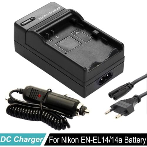 EN-EL14 Battery Charger + Car Adapter for Nikon P7000 P7100 P7700 P7800 D3100 D3200 D3300 D3400 D5100 D5200 D5300 D5500 D5600