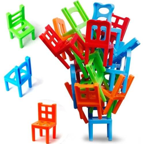 18pcs Stacking Chairs Game Mini Balance Blocks Toy Assembly Plastic Blocks Balancing Training Game Kids Educational Toys
