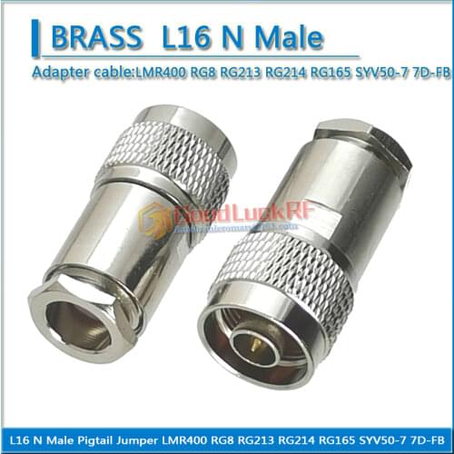 1X Pcs N Male Clamp Solder For RG8 RG165 RG213 LMR400 7D-FB SYV-50-7 Plug Cable Brass Straight Coaxial RF Connector Adapters