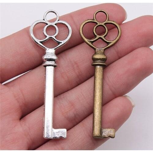 3pcs 60mm 3 Colors Antique Silver Color Antique Bronze Gold Color Key Pendants Vintage Key Pendant Key Pendant Charm