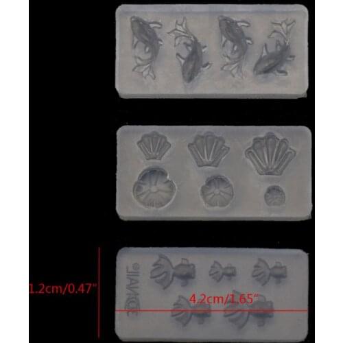 3Pc Mini Size Goldfish Lotus Leaf Earrrings Water Dag DIY Resin Jewelry Mold Kit