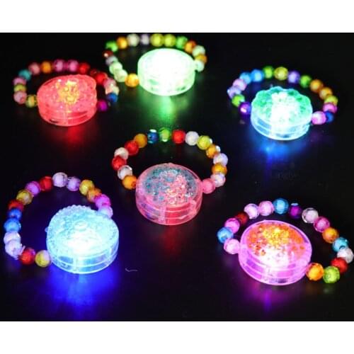 6pcs/Lot LED Flashing Bracelet Light Up Acrylic Bead Wrist Band Luminous Toys for Kids Children Festival Bars Party Supplies