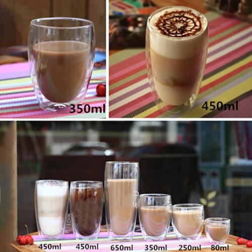80ml-650ml heat-resistant double glass teacup beer coffee set handmade creative healthy cold drink transparent glasses hot 2021