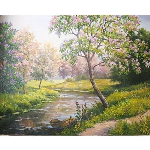 A2910 tree view cross stitch Oil painting girl 11/ 14ct /16/28/27CT cloth cotton thread embroidery DIY handmade