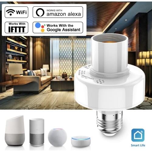Wireless WiFi Smart Light Bulb Socket Outlet Holder Switch Adapter E27/26 APP Control For Alexa Google Home