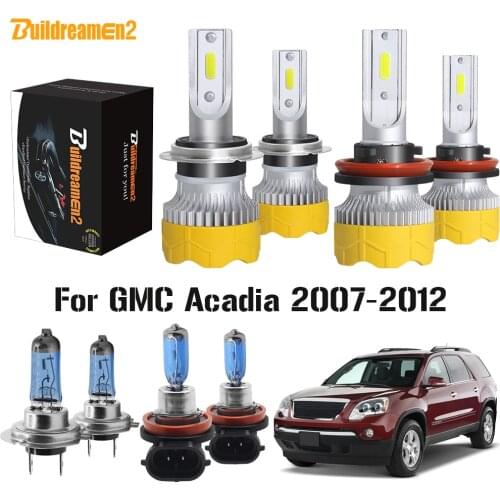 Buildreamen2 4 X Car Headlight High Low Beam LED Halogen Bulb Headlamp White H7 H11 12V High Bright For GMC Acadia 2007-2012