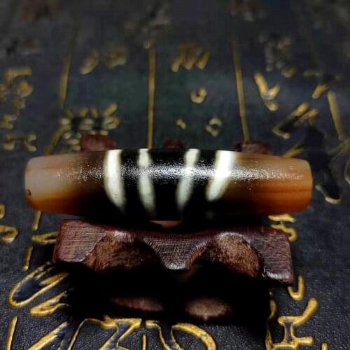 54.5*14mm Cinnabar Agate Bead Tibetan Feng Shui 4-line Totem Dzi Beads Mens and Womens Jewelry Necklace DZI Free Shipping