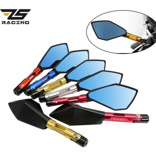 ZS Racing 7/8" 22mm Motorcycle Mirror Moto Bar End Mirror motocross Rearview Side Mirror Case For Honda Yamaha Kawasaki