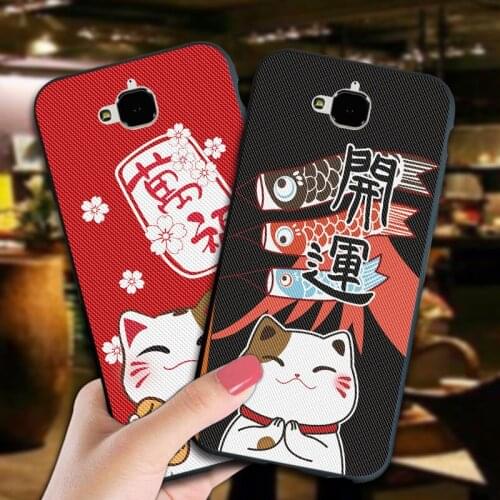 Silicone Phone Case For Huawei honor 4C 5C 6C Pro 5X 5A 6A 6X Case 3D Cartoon Lucky Cat Cover For Huawei GT3 GR5