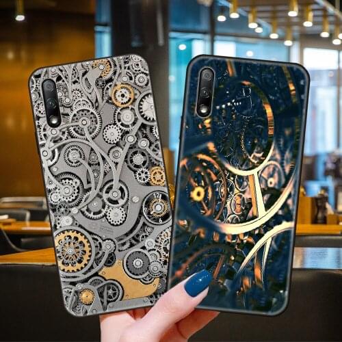 Phone Case For Huawei Honor 9X 9 10 8X 8A 8S i 7X 7A 20 A Lite Pro Black Cover Bumper Art Etui Fashion Hoesjes Mechanical Gears