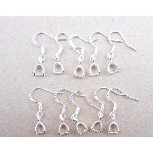 HOT Wholesale 200PCS 925 Hooks Earrings Pinch Bail 925 sterling silver Earring Earwire 24 Hours Handle Fast Deliver