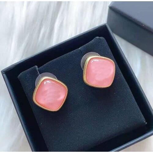 Hot Yellow Gold Color Fashion Jewelery Woman Pearls Earrings Pink Party High Quality Studing Jewelry