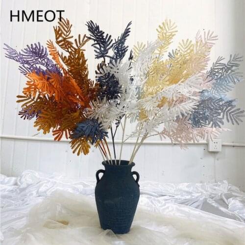 Artificial Flowers Plastic Green Plants Mist Rime Mimosa Colored Leaves Wedding Ceiling Flower Arrangement Gaarden Home Decor
