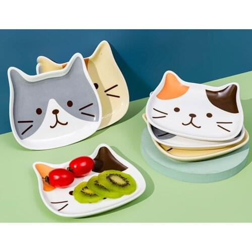 Ceramic Bowl Cat Face Salad Bowls Animal Shape Dessert Dried Fruit Plates Japanese Household Childrens Bowl Tableware For Home