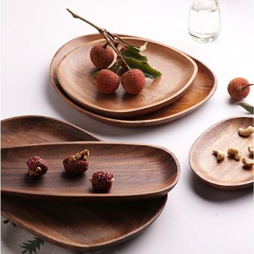 Lovesickness Wood Whole Wood Irregular Oval Solid Wood Pan Plate Fruit salad Dishes Dessert Dinner Plate Saucer Tea Tray Table