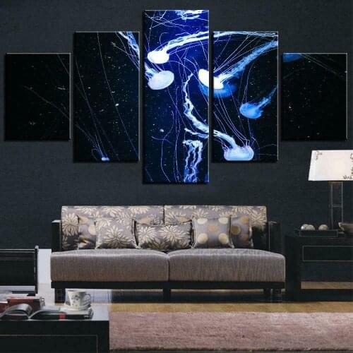 Canvas Wall Art 5 Piece Posters Marine Life Jellyfish Modular Pictures Modern Wall Mounted Decor Prints Home Room Decoration