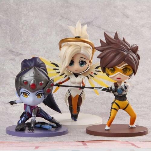Cartoon Anime-Overwatch Game Hero Angel Tracer Widowmaker Figure Action Toys Car Ornaments Doll Model Women Men Birthday Gift