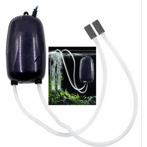 NuoNuoWell Oxygen 5W Air Bubble Fish Tank Submersible Pump Quiet Efficient Aquarium Mini Air Pump Single Twin Outlet Filter