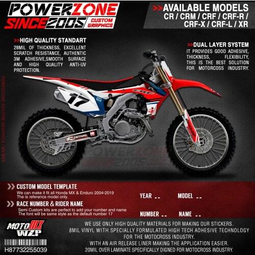 PowerZone Custom Team Graphics Backgrounds Decals 3M Stickers Kit For HONDA CRF250R 2010-2013 CRF450R 2009-2012 039