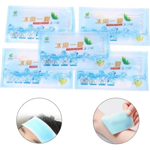 5pcs Antipyretic Headache Relieve Pain Pad Lower Temperature Paste Ice Gel Polymer Hydrogel Cooling Sticker Fever Down Patch